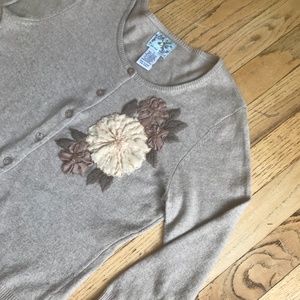 Tabitha Anthropologie Floral bead Cardigan